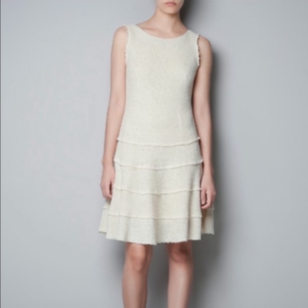Zara knit woven A line sleeveless in Ivory Cream